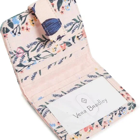 Women's Cotton RFID Finley Small Wallet Compact Card Holder Snap Closure